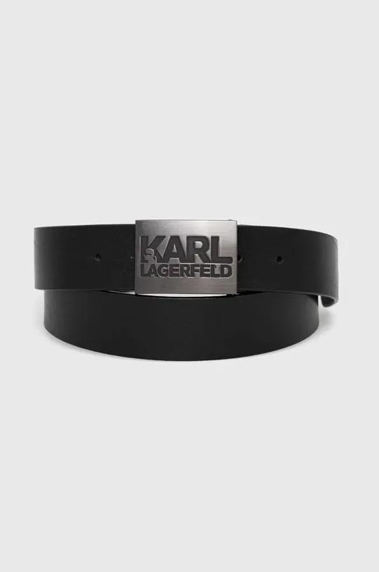 czarny Karl Lagerfeld pasek skórzany Męski