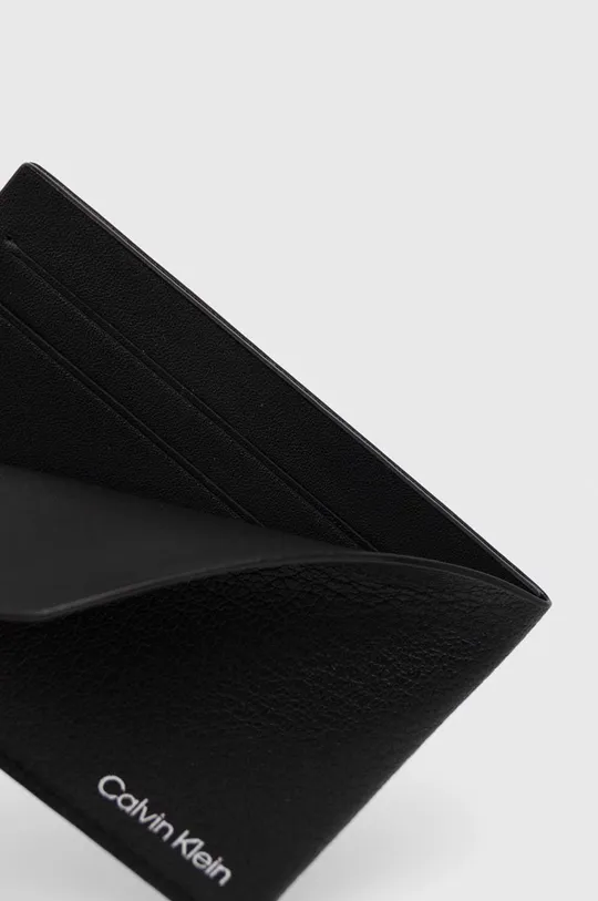 čierna Kožené puzdro na karty Calvin Klein