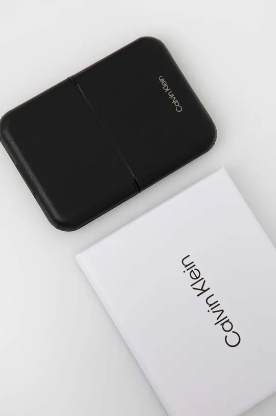 čierna Kožené puzdro na karty Calvin Klein