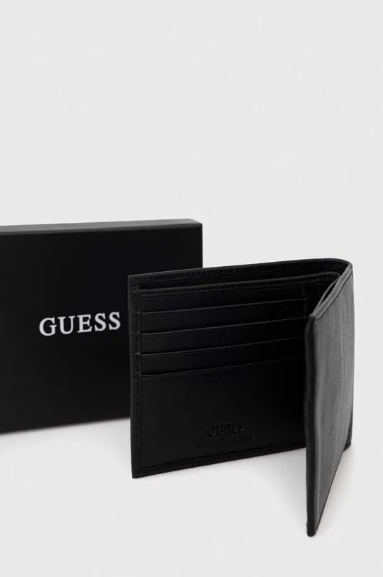 Шкіряний гаманець Guess чорний