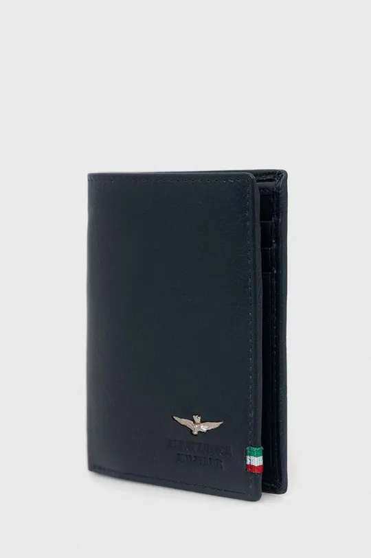 Шкіряний гаманець Aeronautica Militare темно-синій