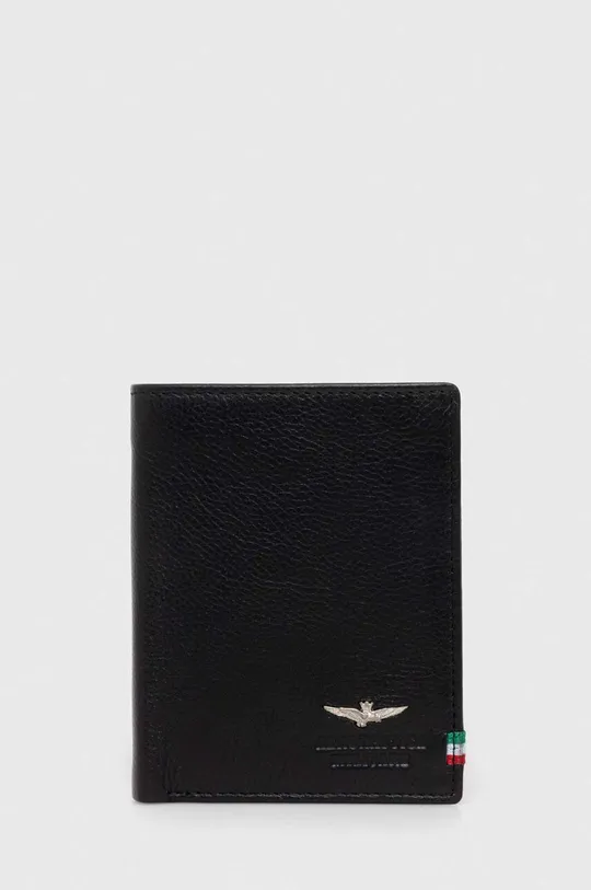 czarny Aeronautica Militare portfel skórzany Męski
