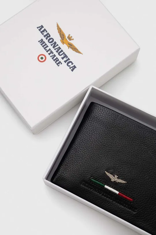 чорний Шкіряний гаманець Aeronautica Militare