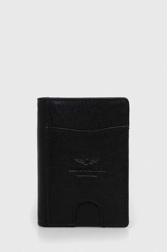 čierna Kožená peňaženka Aeronautica Militare Pánsky