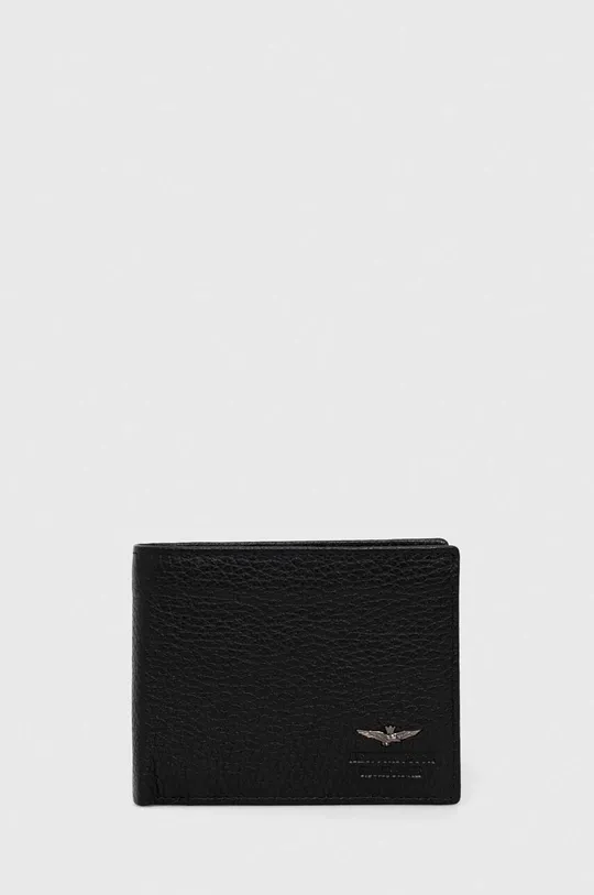чорний Шкіряний гаманець Aeronautica Militare Чоловічий