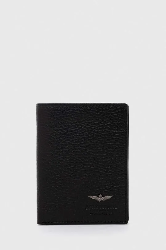 чорний Шкіряний гаманець Aeronautica Militare Чоловічий