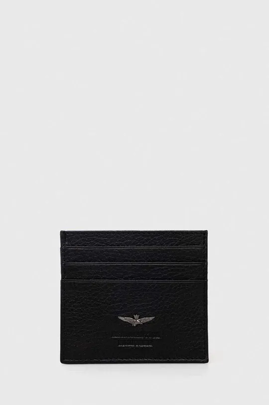 чорний Шкіряний чохол на банківські карти Aeronautica Militare Чоловічий
