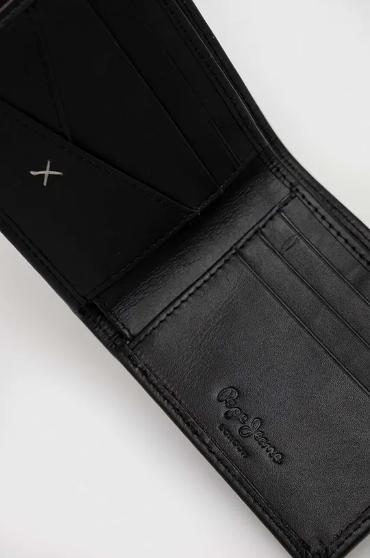 μαύρο Δερμάτινο πορτοφόλι Pepe Jeans