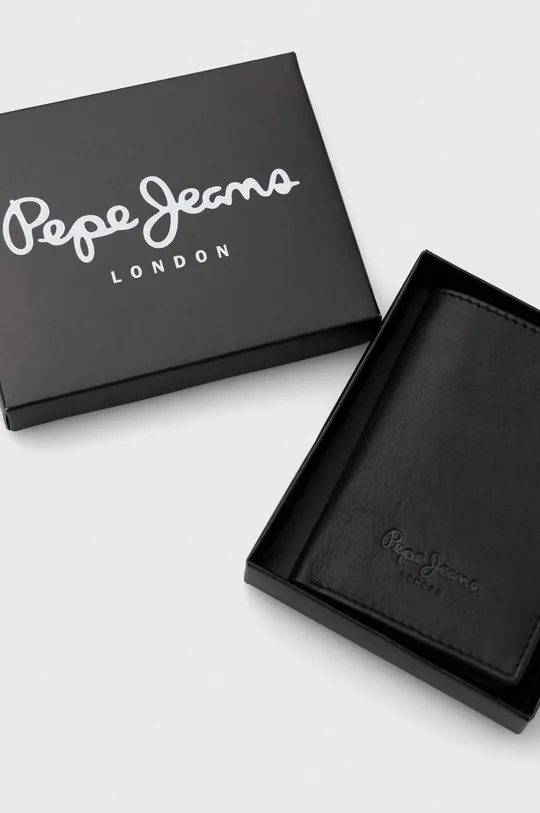 μαύρο Δερμάτινο πορτοφόλι Pepe Jeans JAN