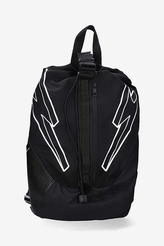 black Neil Barett backpack 3D Bolt Nylon + Rubberized Cotton Twill Unisex