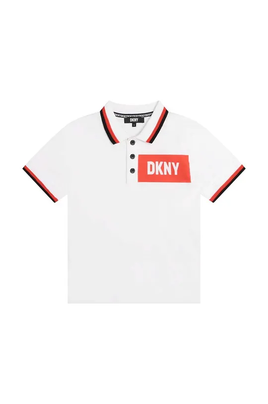 Παιδικά βαμβακερά μπλουζάκια πόλο DKNY λευκό