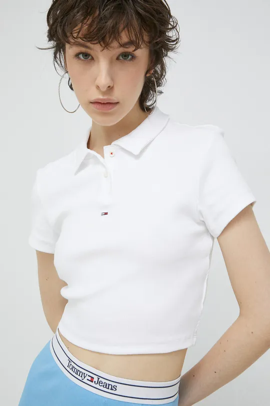 biela Polo tričko Tommy Jeans Dámsky