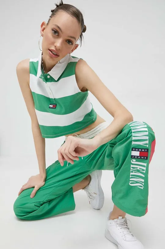 πράσινο Βαμβακερό Top Tommy Jeans Γυναικεία