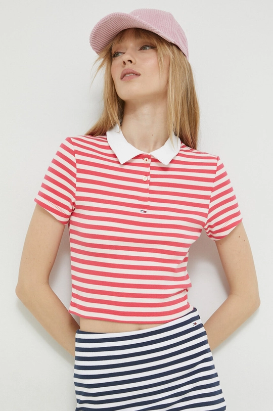 różowy Tommy Jeans polo