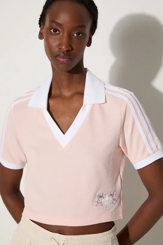 różowy adidas polo Crop