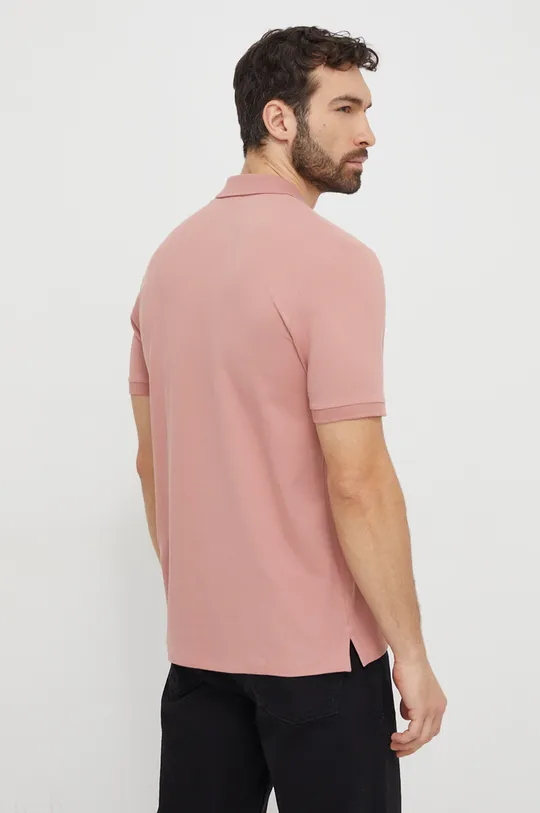 Βαμβακερό μπλουζάκι πόλο HUGO ροζ