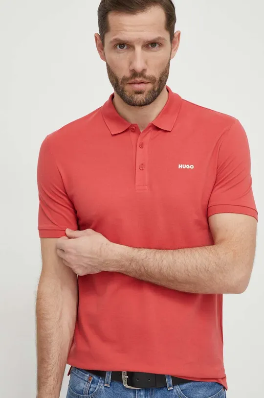 κόκκινο Βαμβακερό μπλουζάκι πόλο HUGO Ανδρικά