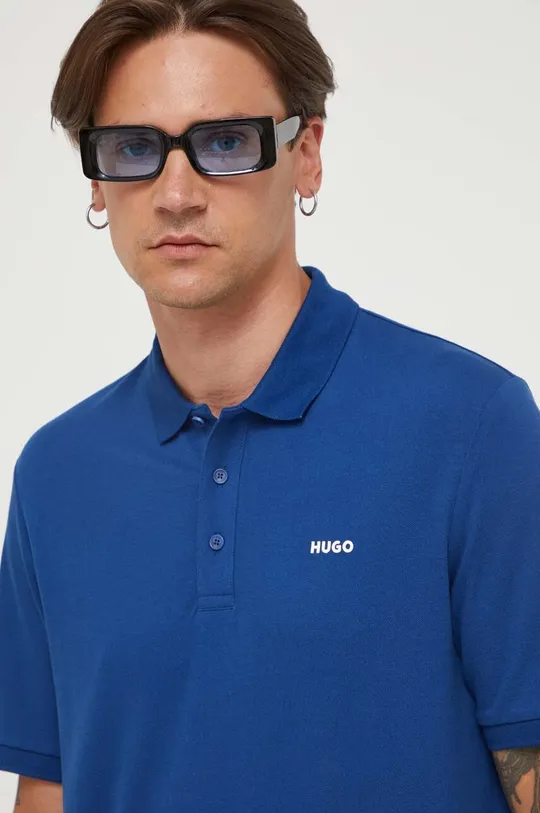 μπλε Βαμβακερό μπλουζάκι πόλο HUGO