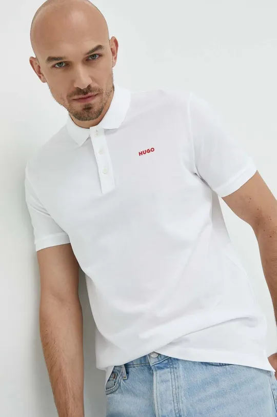 λευκό Βαμβακερό μπλουζάκι πόλο HUGO Ανδρικά