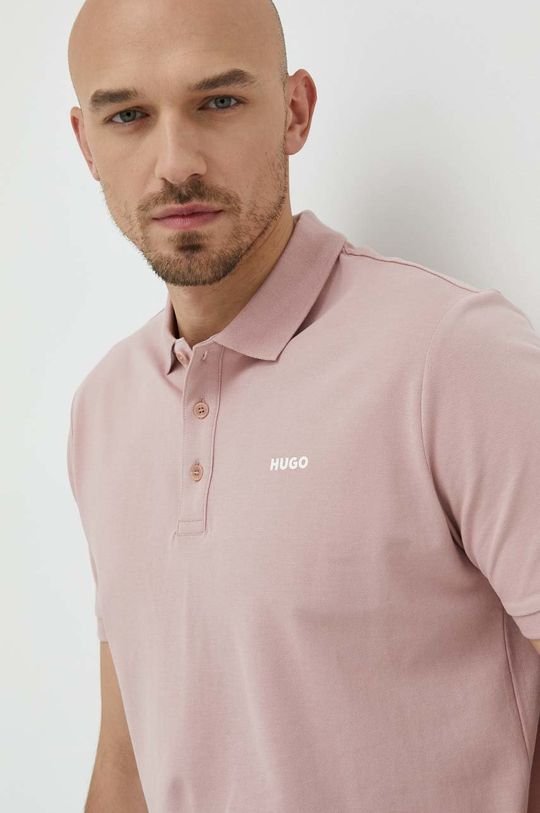 pastelově růžová Bavlněné polo tričko HUGO