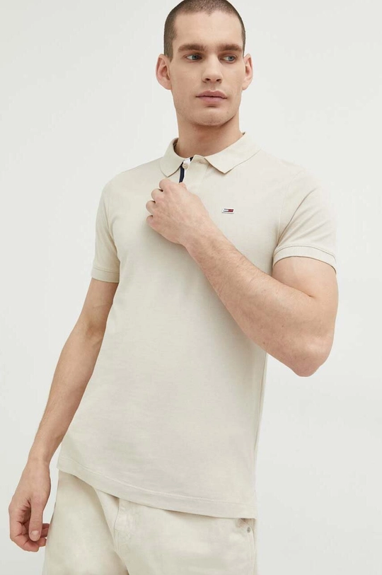 beżowy Tommy Jeans polo bawełniane