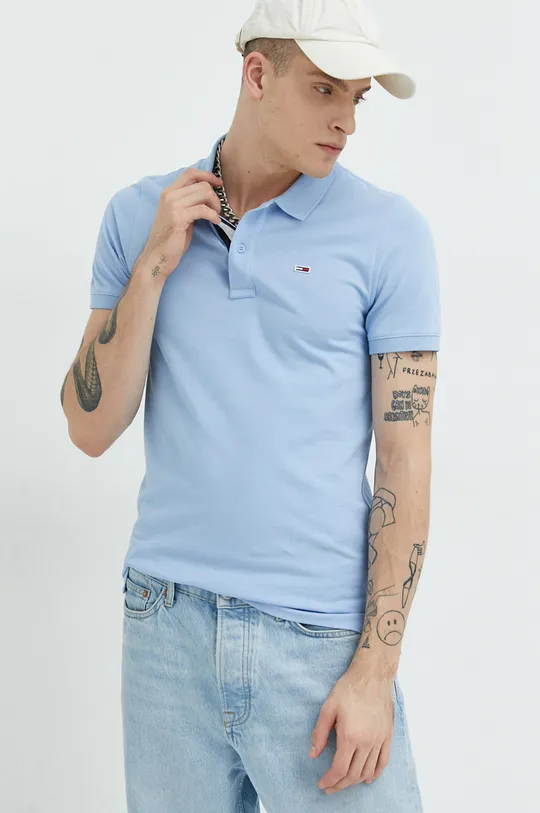 niebieski Tommy Jeans polo bawełniane Męski