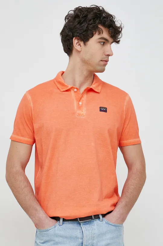 πορτοκαλί Βαμβακερό μπλουζάκι πόλο Paul&Shark Ανδρικά