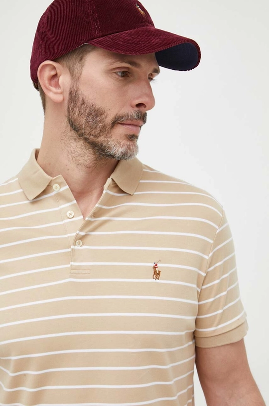 μπεζ Βαμβακερό μπλουζάκι πόλο Polo Ralph Lauren