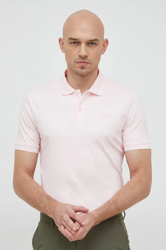 pastelová ružová Bavlnené polo tričko Calvin Klein Pánsky
