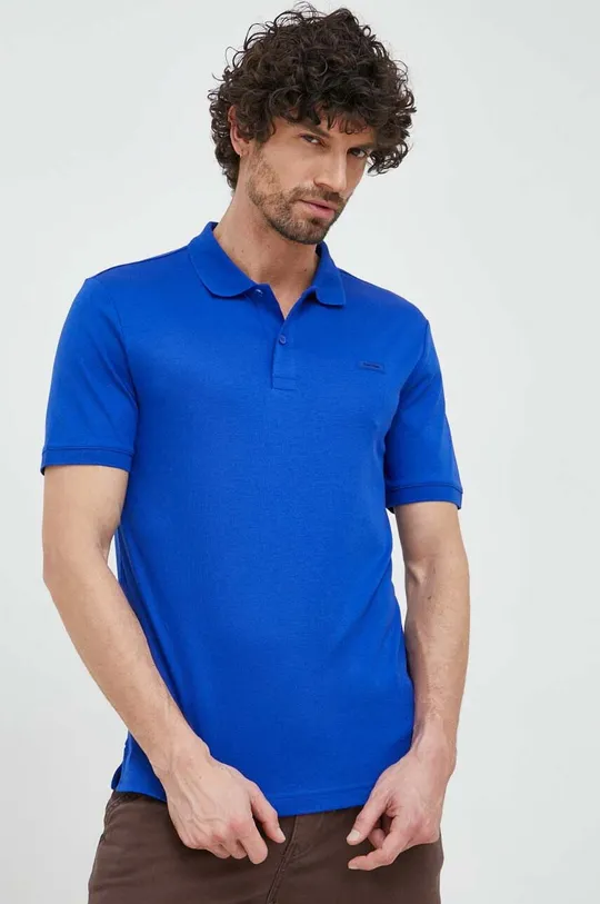 σκούρο μπλε Βαμβακερό μπλουζάκι πόλο Calvin Klein Ανδρικά