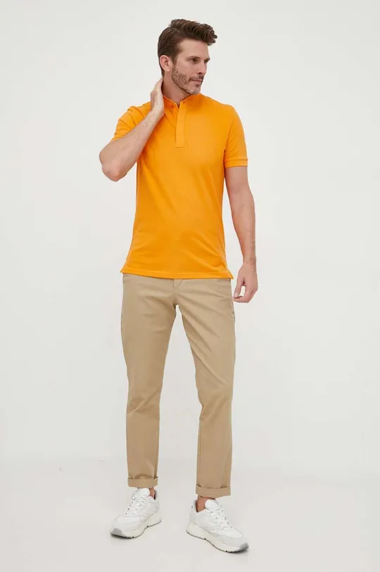 Βαμβακερό μπλουζάκι πόλο Liu Jo πορτοκαλί