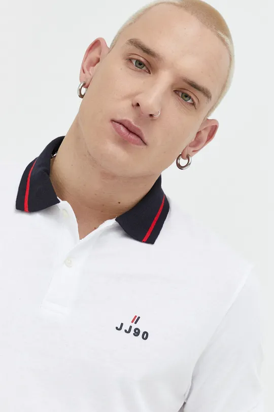 λευκό Βαμβακερό μπλουζάκι πόλο Jack & Jones JJEJOE Ανδρικά