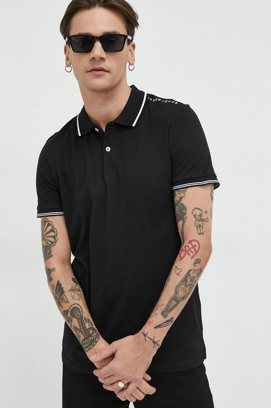 czarny Jack & Jones polo bawełniane JJESTAR Męski