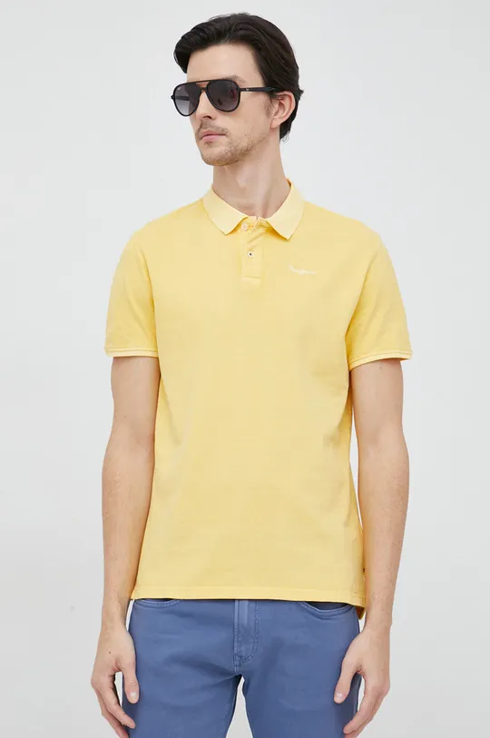 κίτρινο Βαμβακερό μπλουζάκι πόλο Pepe Jeans