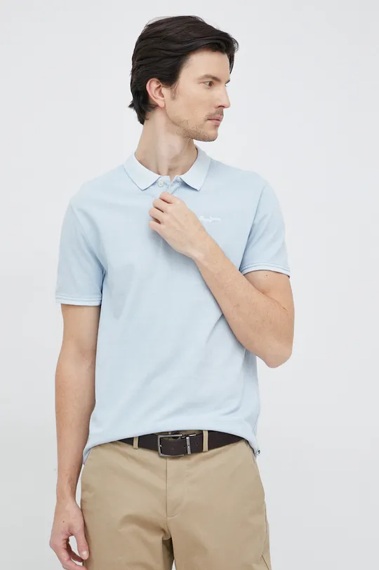 niebieski Pepe Jeans polo bawełniane Męski