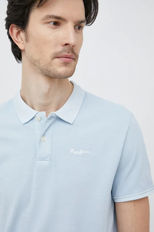 plava Pamučna polo majica Pepe Jeans