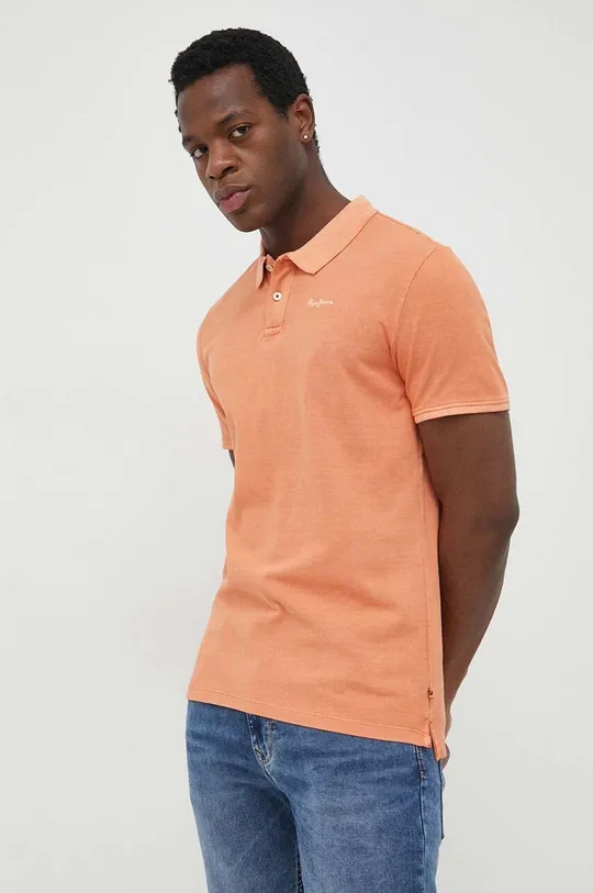 πορτοκαλί Βαμβακερό μπλουζάκι πόλο Pepe Jeans