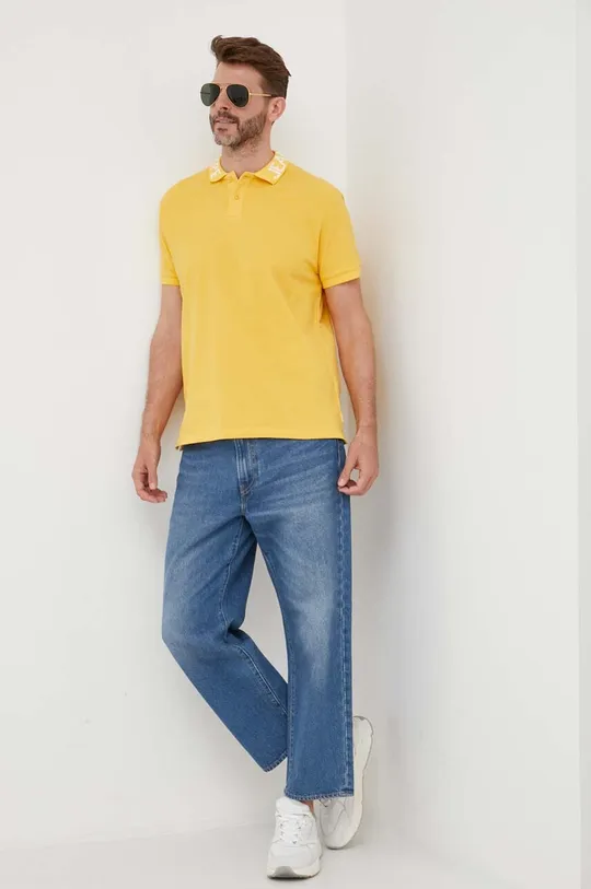 Βαμβακερό μπλουζάκι πόλο Pepe Jeans Jacob κίτρινο