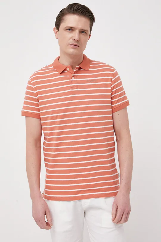 πορτοκαλί Βαμβακερό μπλουζάκι πόλο Pepe Jeans Pepe Stripes
