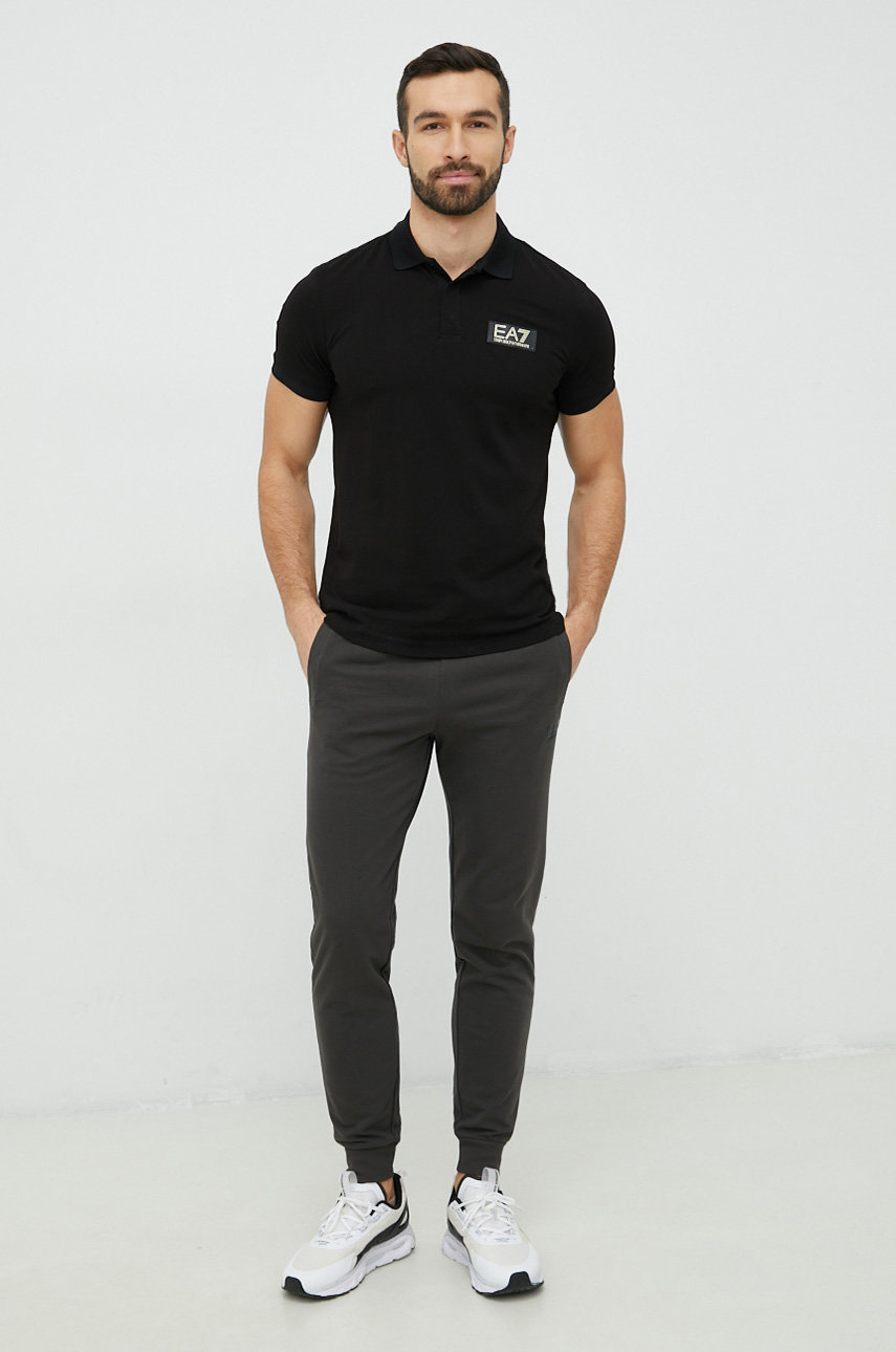 EA7 Emporio Armani polo bawełniane czarny