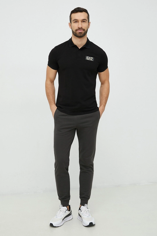 EA7 Emporio Armani polo bawełniane czarny