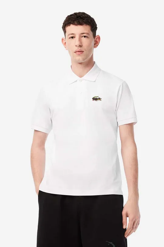 λευκό Βαμβακερό μπλουζάκι πόλο Lacoste x Netflix Ανδρικά