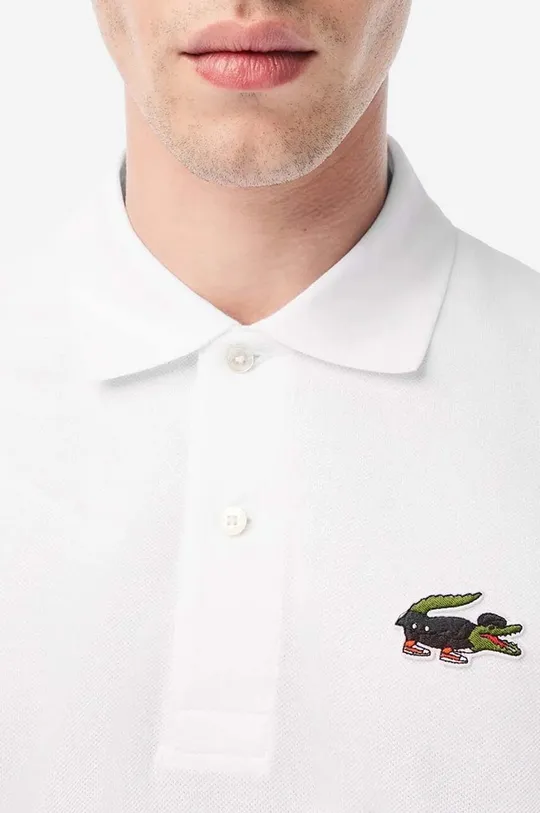 Βαμβακερό μπλουζάκι πόλο Lacoste x Netflix λευκό