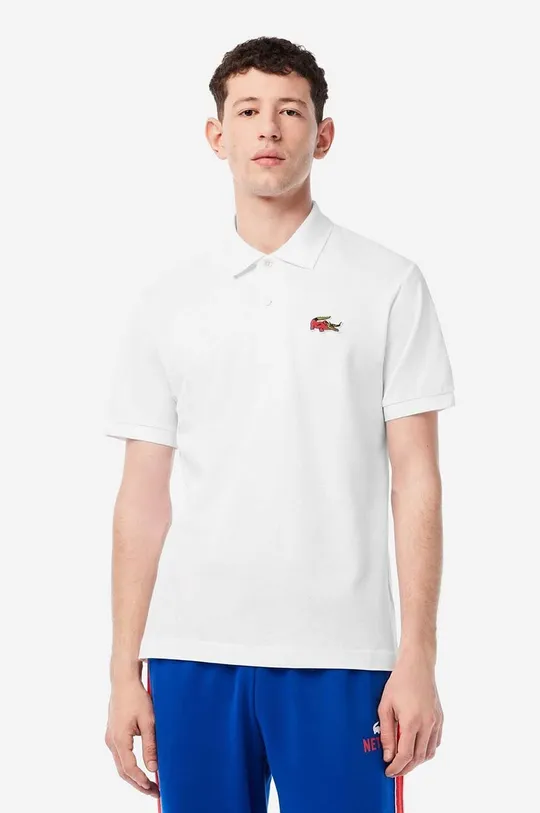 λευκό Βαμβακερό μπλουζάκι πόλο Lacoste x Netflix Ανδρικά