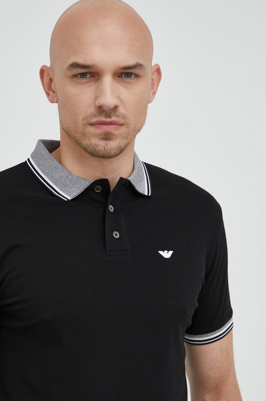 czarny Emporio Armani polo bawełniane Męski