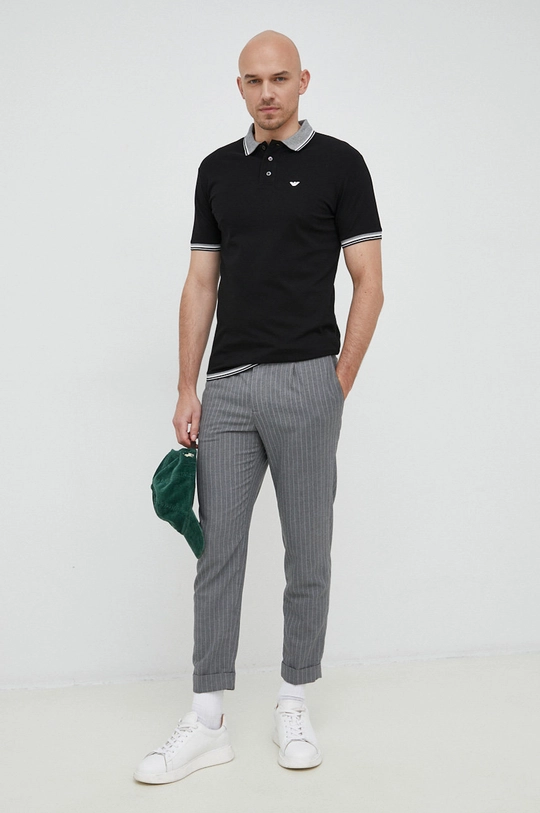 Emporio Armani polo bawełniane czarny