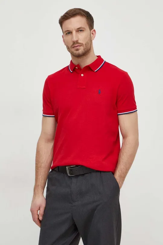 κόκκινο Βαμβακερό μπλουζάκι πόλο Polo Ralph Lauren