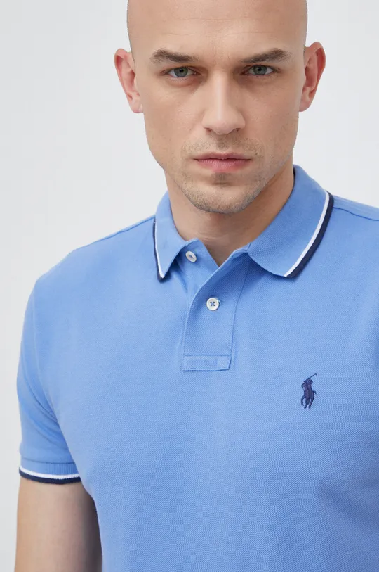 modrá Bavlněné polo tričko Polo Ralph Lauren