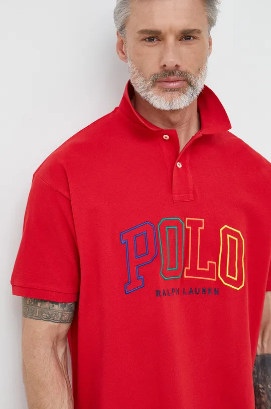 czerwony Polo Ralph Lauren polo bawełniane Męski