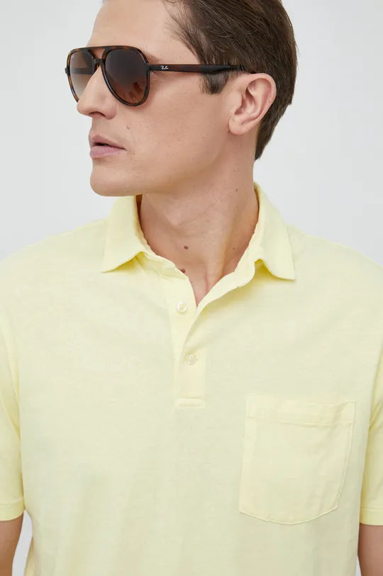 sárga Polo Ralph Lauren póló vászonkeverékből